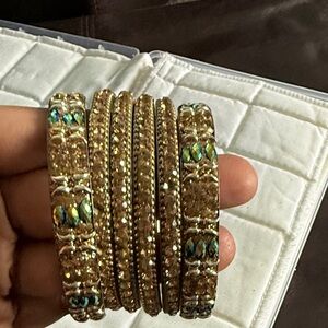 Elegant Gold and Multicolor Bangles